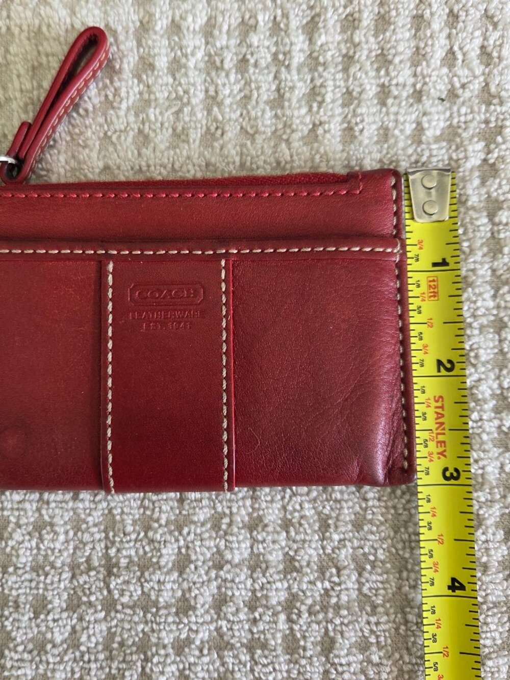 Coach Vintage Red Leather Mini Skinny I.D. Credit Card Coin Key Case - Picture 2 of 7